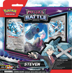 Pokémon TCG Rival Battle Deck Steven front view shows a ready-to-play setup for quick battles