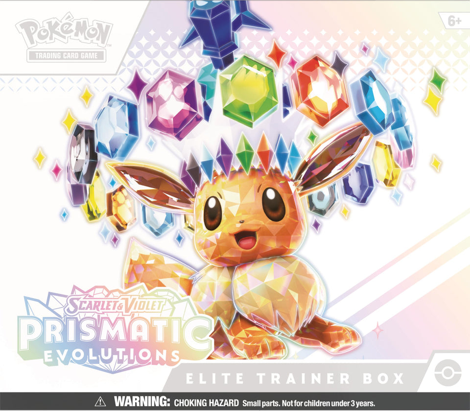 Pokémon TCG Scarlet & Violet Prismatic Evolutions ETB Eevee promo full-art foil, collectible and eye-catching.