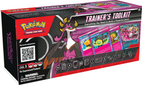 Pokémon TCG Trainer’s Toolkit box front with deck-building essentials for players.