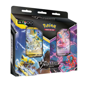 Pokémon TCG V Battle Deck: Zeraora vs Deoxys box front, ready-to-play kit for head-to-head battles.