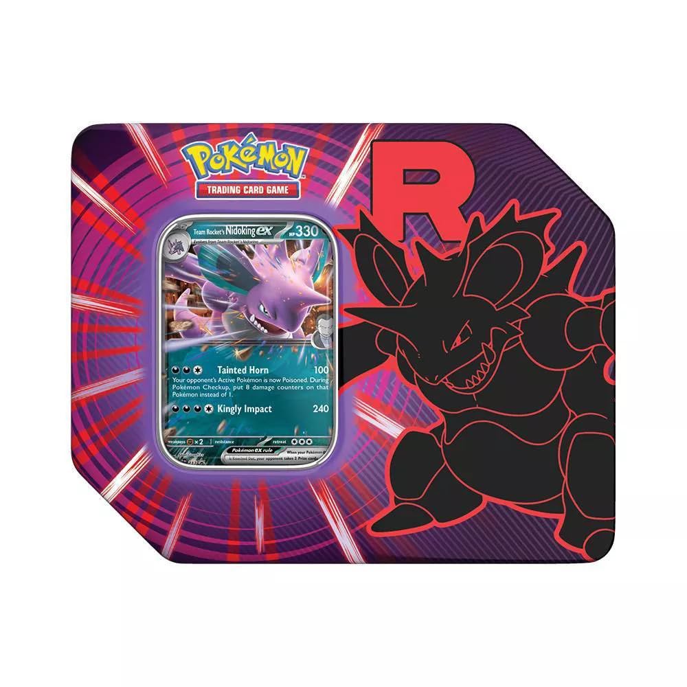 Pokémon Team Rocket collector tin showing durable storage for your cards