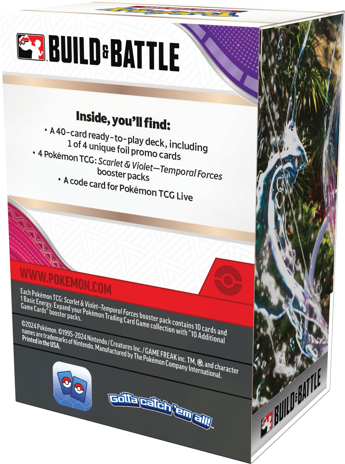 Pokemon Temporal Forces Build & Battle Box contents displayed for easy, on-demand gameplay.