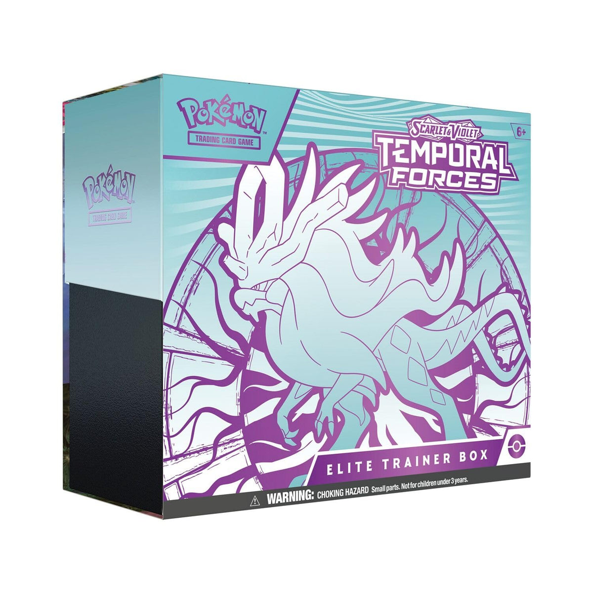 Pokémon Temporal Forces ETB with Walking Wake artwork enhances display and gameplay setup