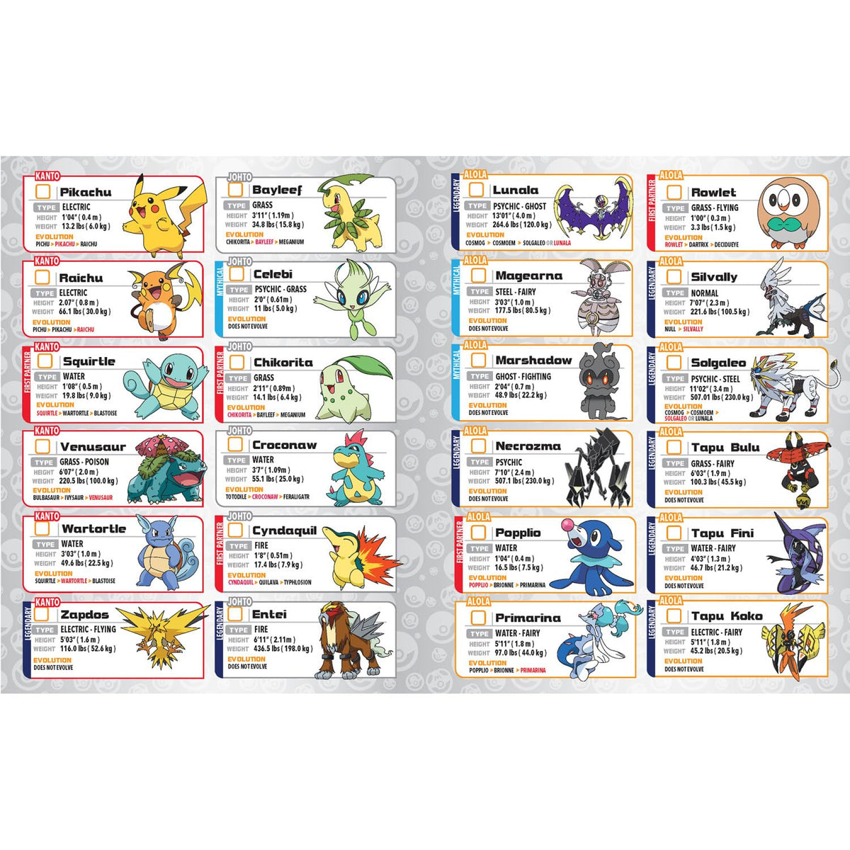 Field Guide and collection list to explore Pokémon by type and region.