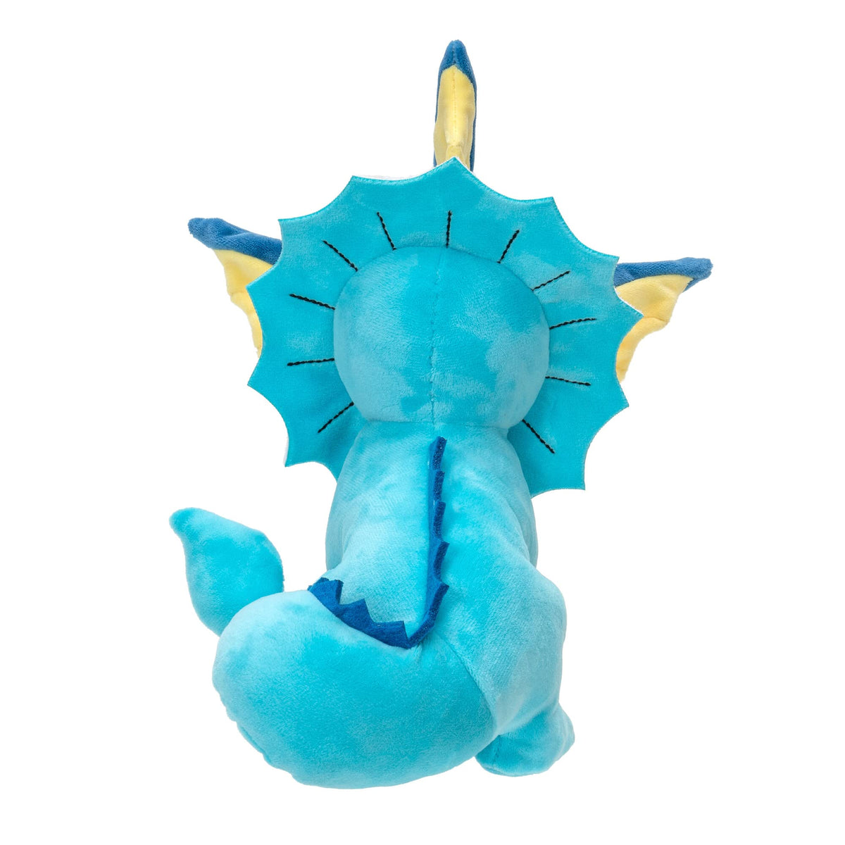 Pokémon Vaporeon plush close-up shows soft fur texture and plush quality