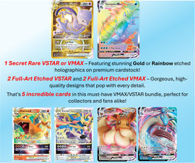 Pokémon VMAX full art etched card in focus for collection