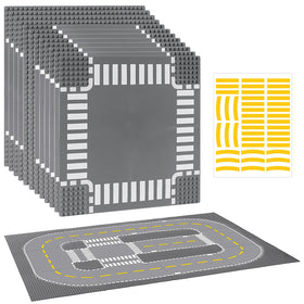 Pokiiulk 12-pack road baseplates 10x10 offer a sturdy surface for Lego road layouts.
