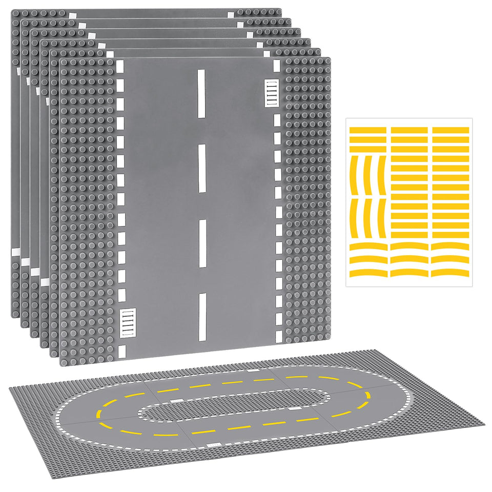 Pokiiulk 6-pack road baseplates front view for city-building projects.