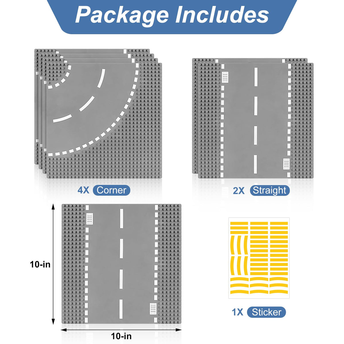 Pokiiulk 6-pack road baseplates straight plate shows road layout.