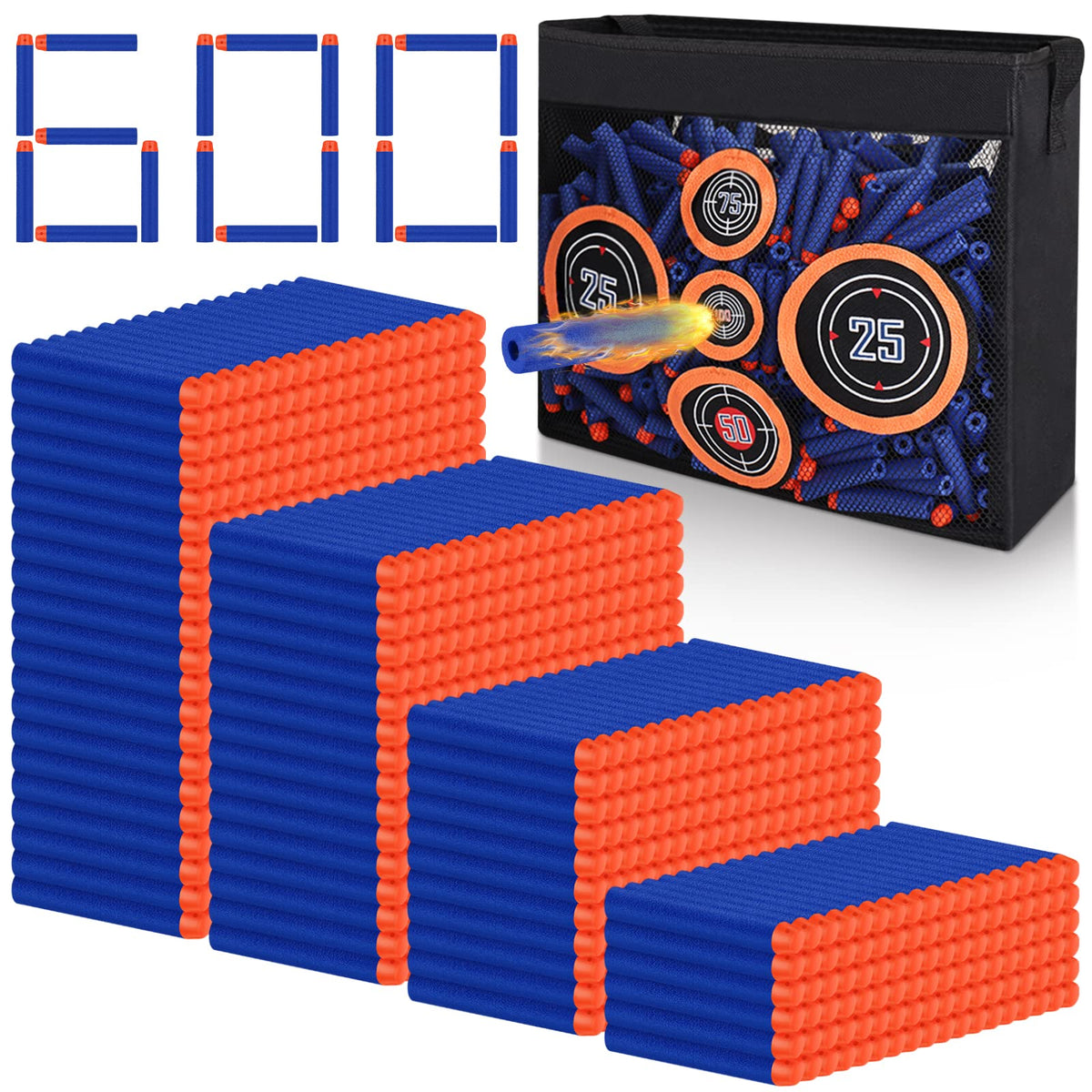 Pokiiulk 600pcs Nerf darts pack for high-volume target practice.