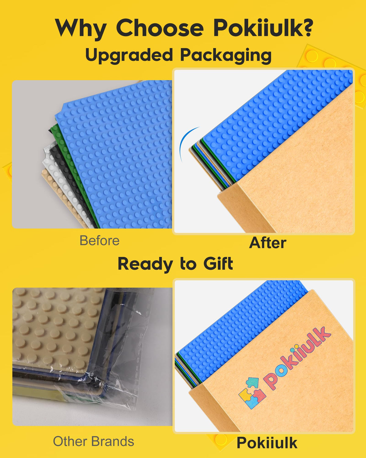Pokiiulk Classic baseplates in multicolor spark imaginative play and organized builds.