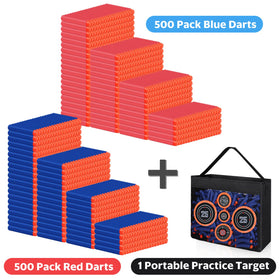 Pokiiulk 1000-pack foam darts displayed with Nerf compatibility in view