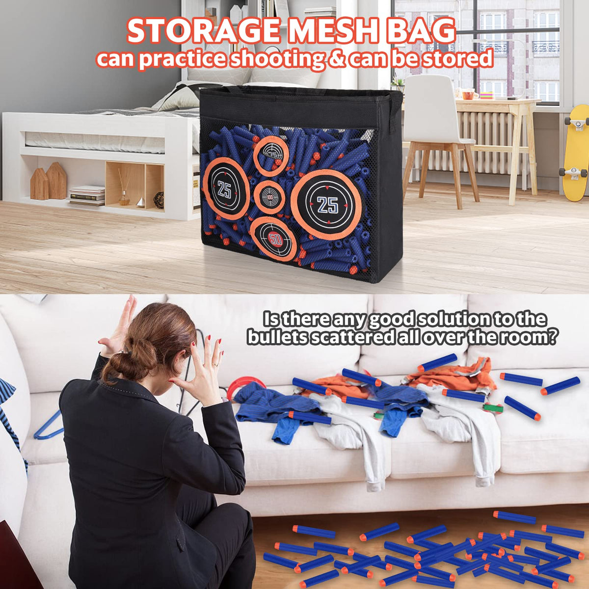 Pokiiulk storage mesh bag and portable target keep play areas organized.