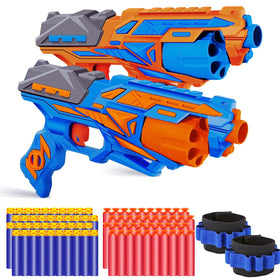 POKONBOY two-pack foam blaster guns for family play and outdoor fun.