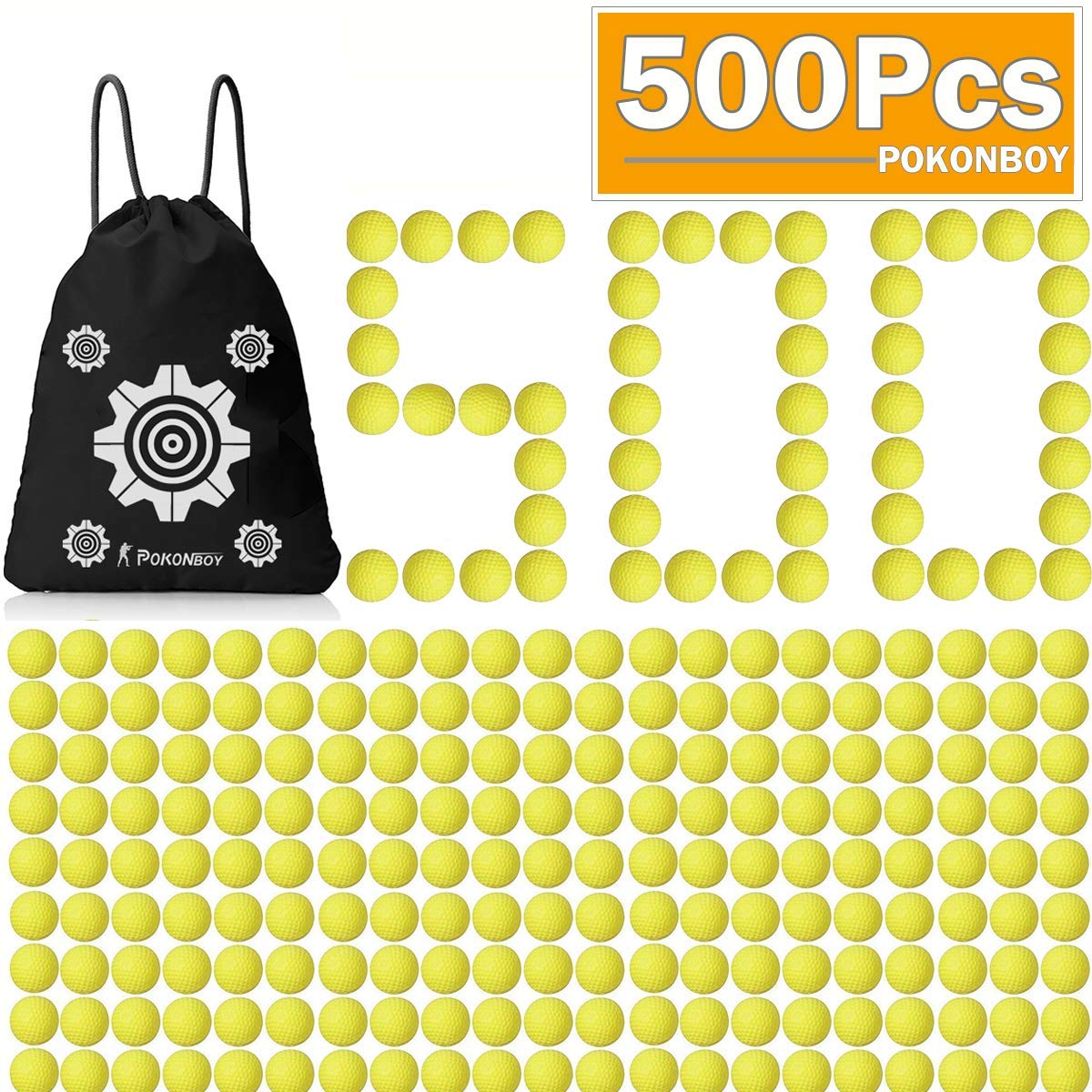 POKONBOY 500-round refill balls for Nerf Rival, ready for extended backyard battles.