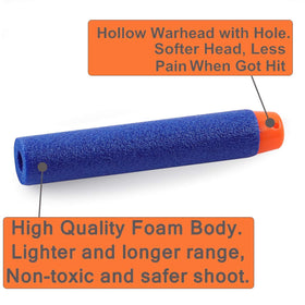 Darts sized 2.8 inches by 0.5 inches for Nerf reloading efficiency.