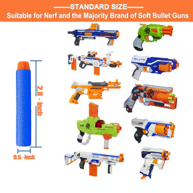 Soft EVA foam darts with hollow warhead for gentler play.