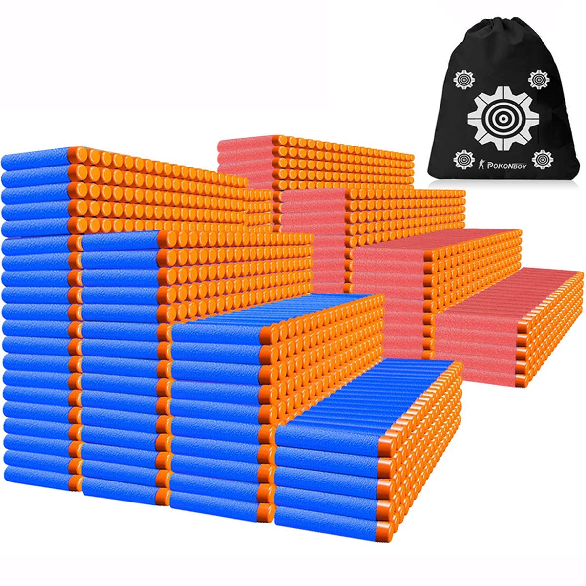 POKONBOY Nerf darts red and blue refill pack for N-Strike blasters, 1000-piece set.