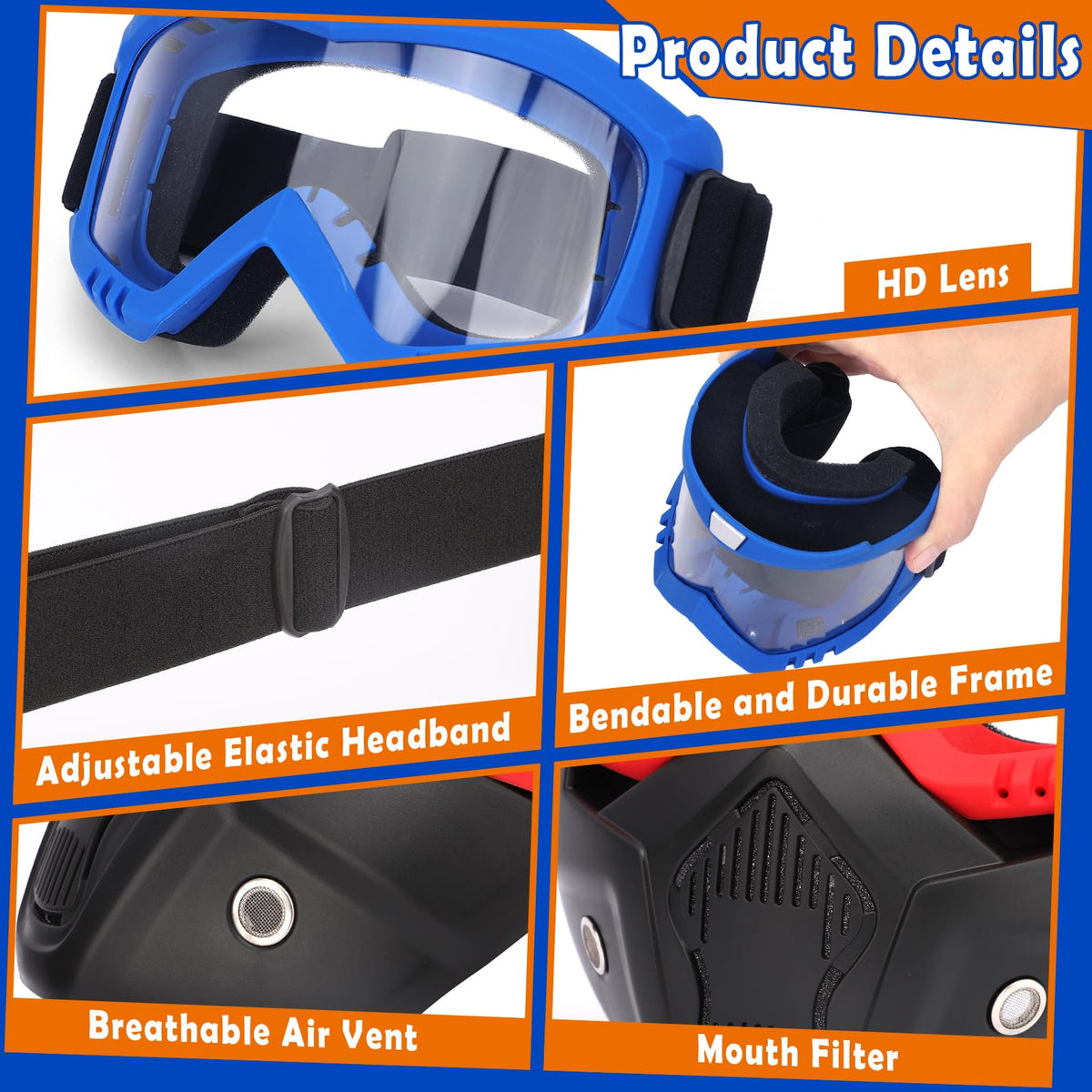 POKONBOY polycarbonate lens provides clear visibility and scratch resistance.