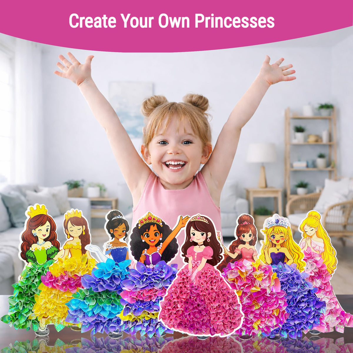 PoKraft Magical Princess Art Kit eight foam princess boards ready for imaginative dress designs.