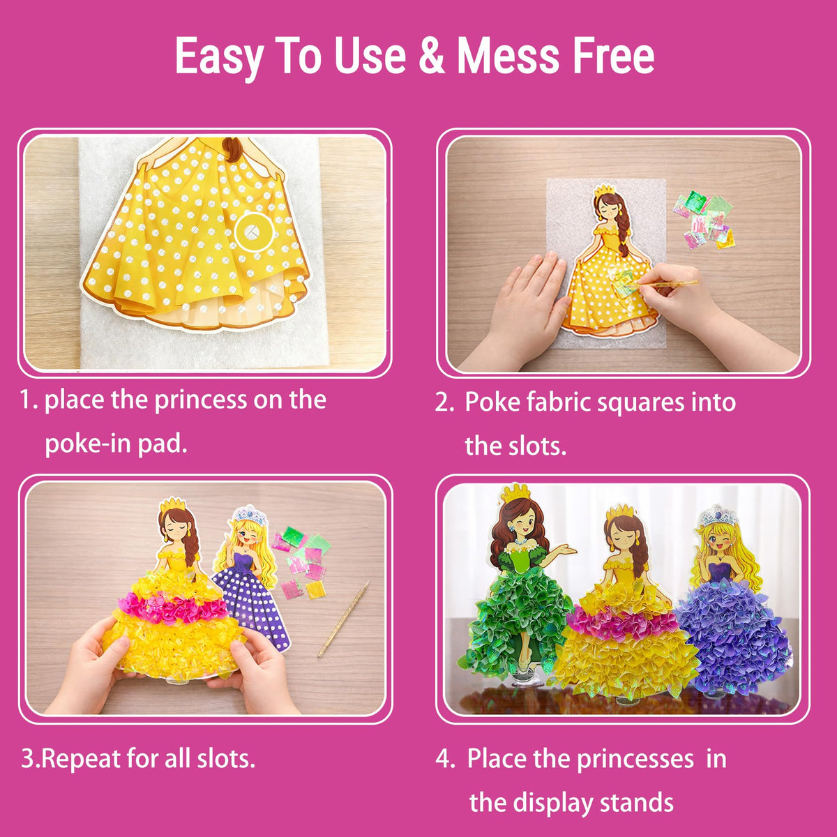 PoKraft Magical Princess Art Kit poke-in sticks: precise piece placement for neat patterns.