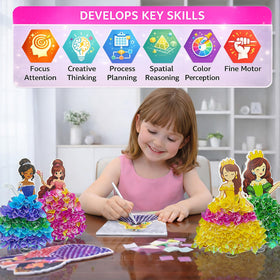 PoKraft Magical Princess Art Kit stands: display finished princess crafts proudly.