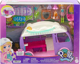 Polly Pocket camping accessories rack keeps outfits and gear organized.