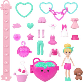 Polly Pocket doll and pet in wearable compact for on-the-go play