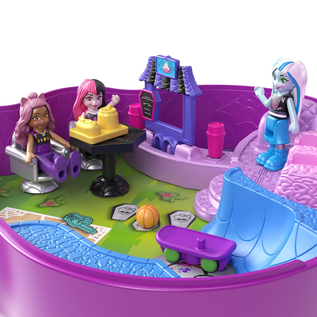 Polly Pocket Monster High micro doll Draculaura fits tiny scenes with spooky style.