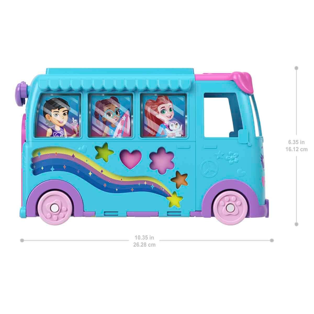 Polly Pocket Pet Mobile Adventure dolphin surfing scene for beachday adventures.