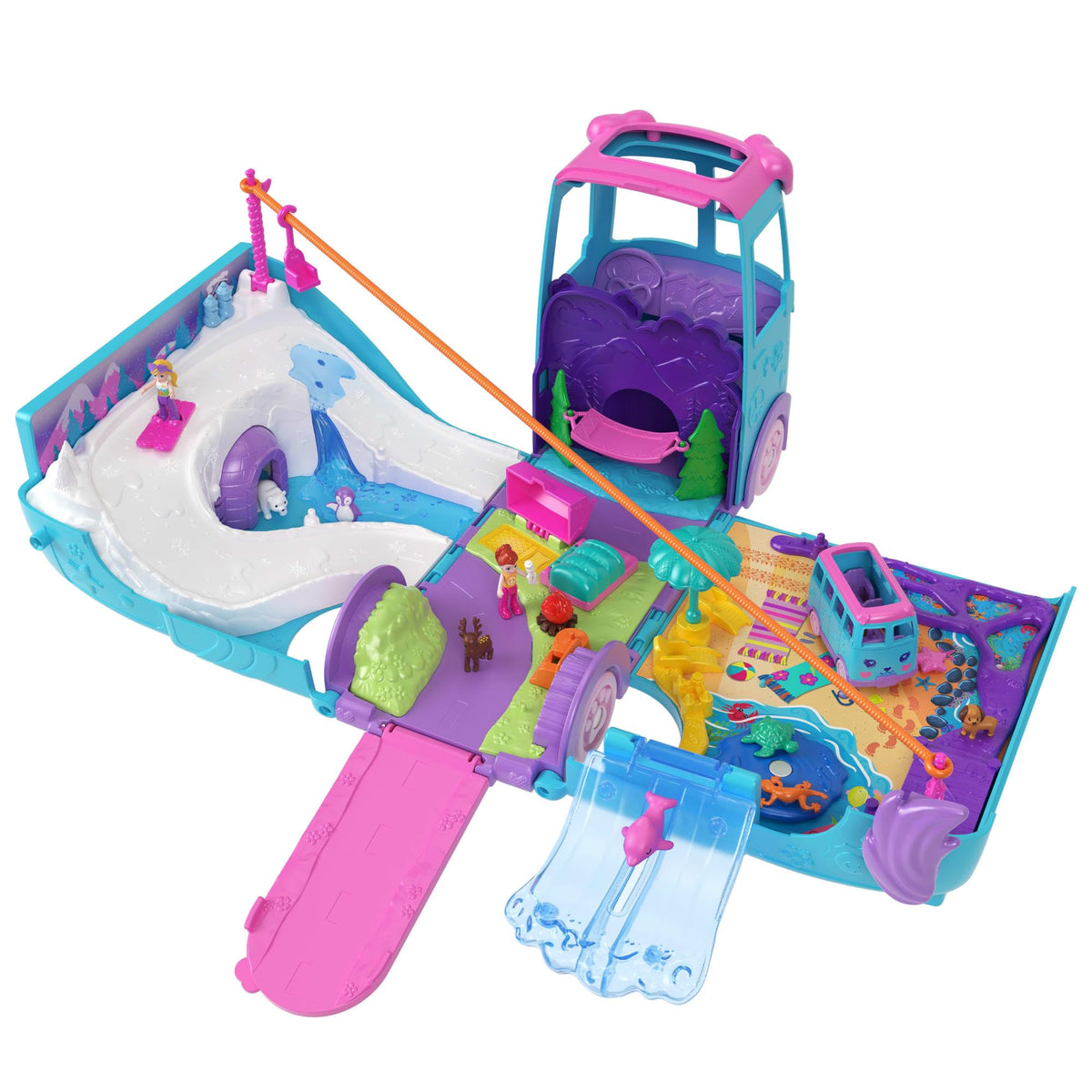 Polly Pocket Pet Mobile Adventure ski lift view for snowy exploration play.