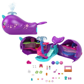 Polly Pocket Sparkle Cove Narwhal Boat open cruise ship interior for play.
