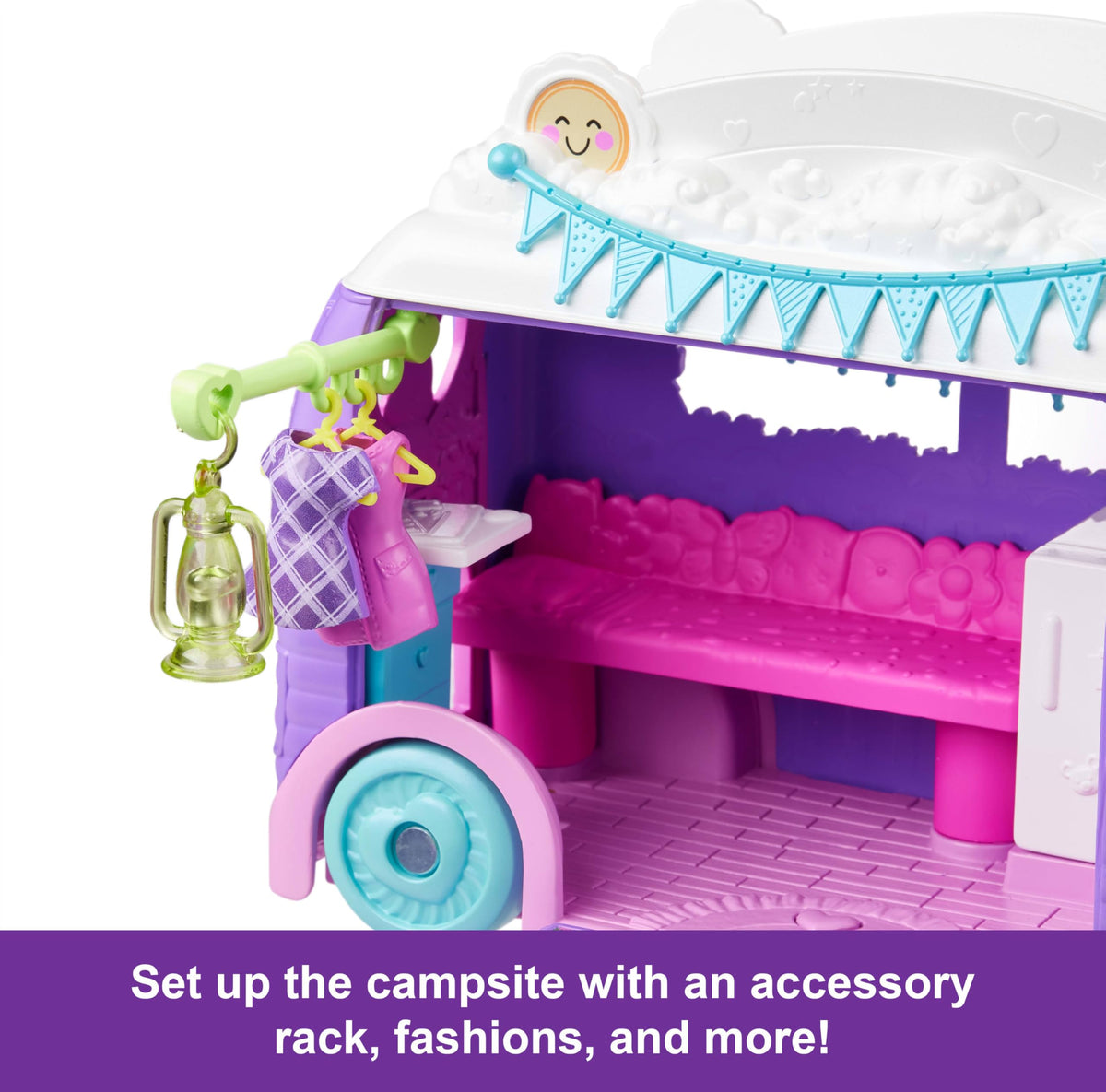Polly Pocket tree stump and swing offer outdoor play adventures.