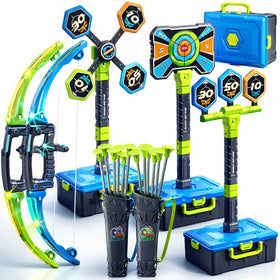Polokping 2-pack bow and arrow with LED lights for day or night play.