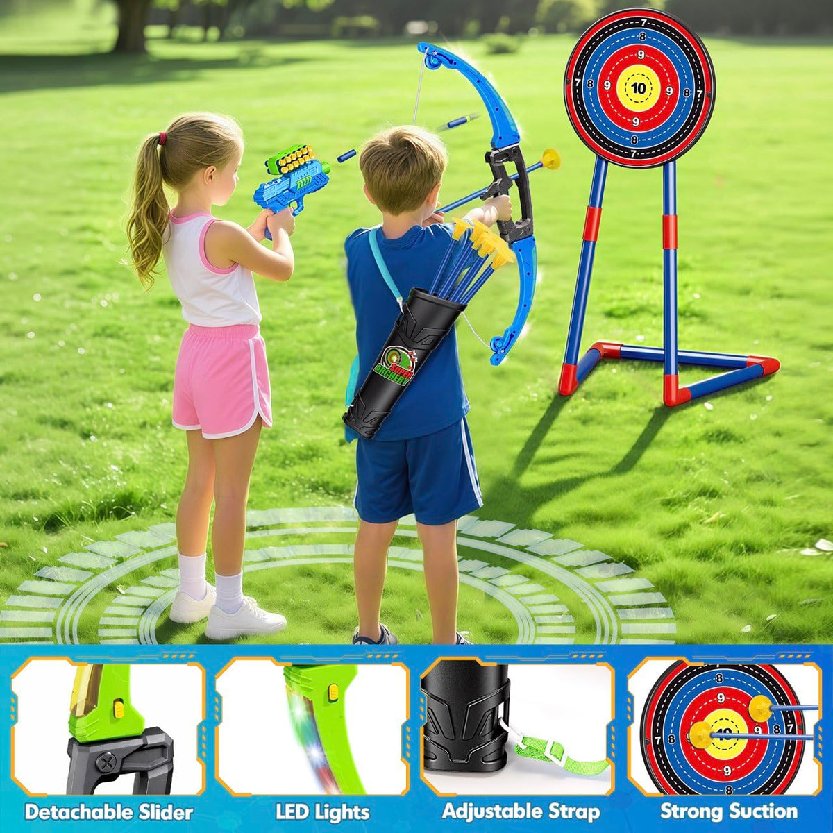 Polokping 2-in-1 bow setup ready for indoor or outdoor play.
