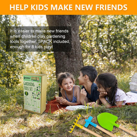 Pomiku Kids Garden Tools Assembly: easy detachable design for on-the-go gardening adventures.