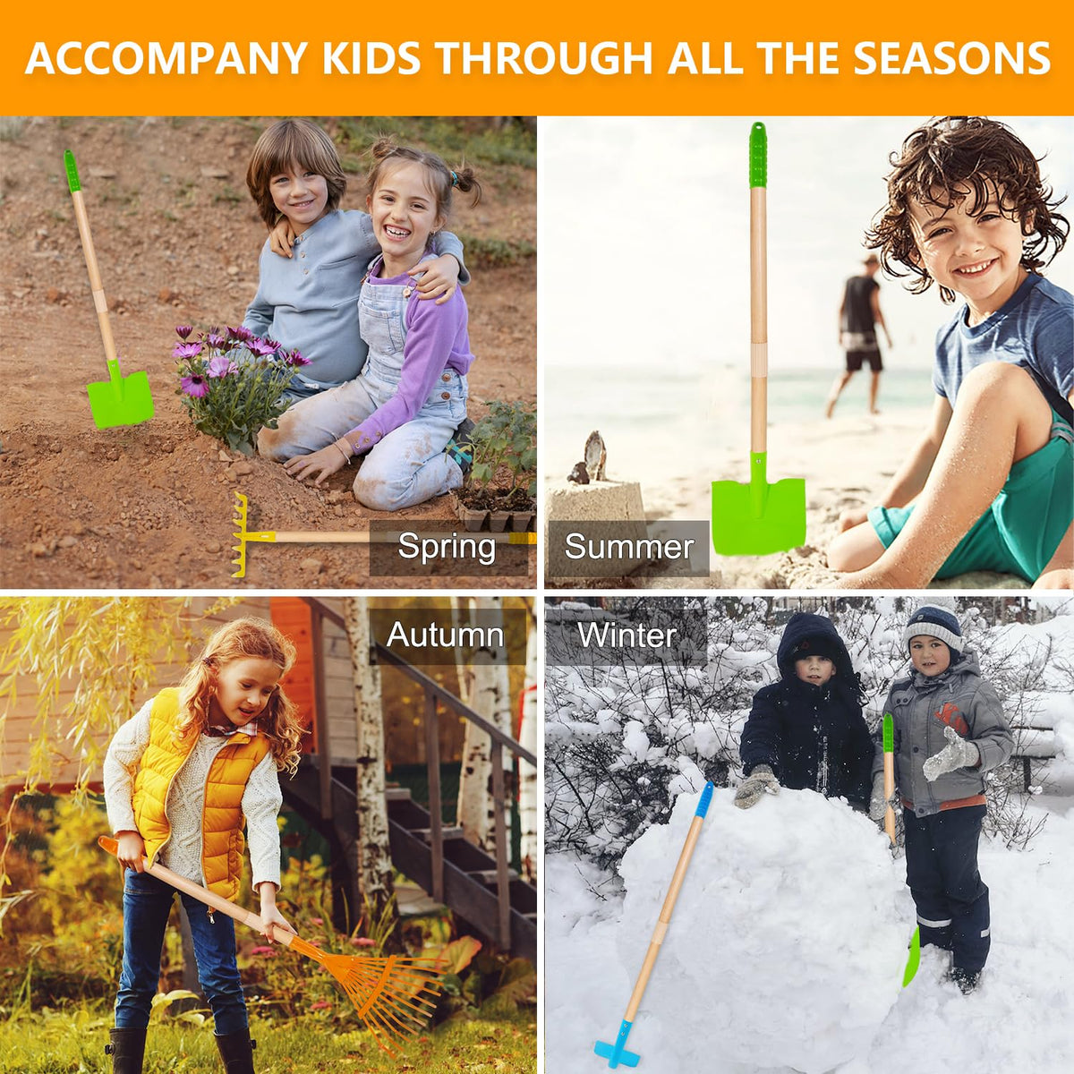 Pomiku Kids Garden Tools Broom: compact broom for sweeping leaves and tidying play areas.
