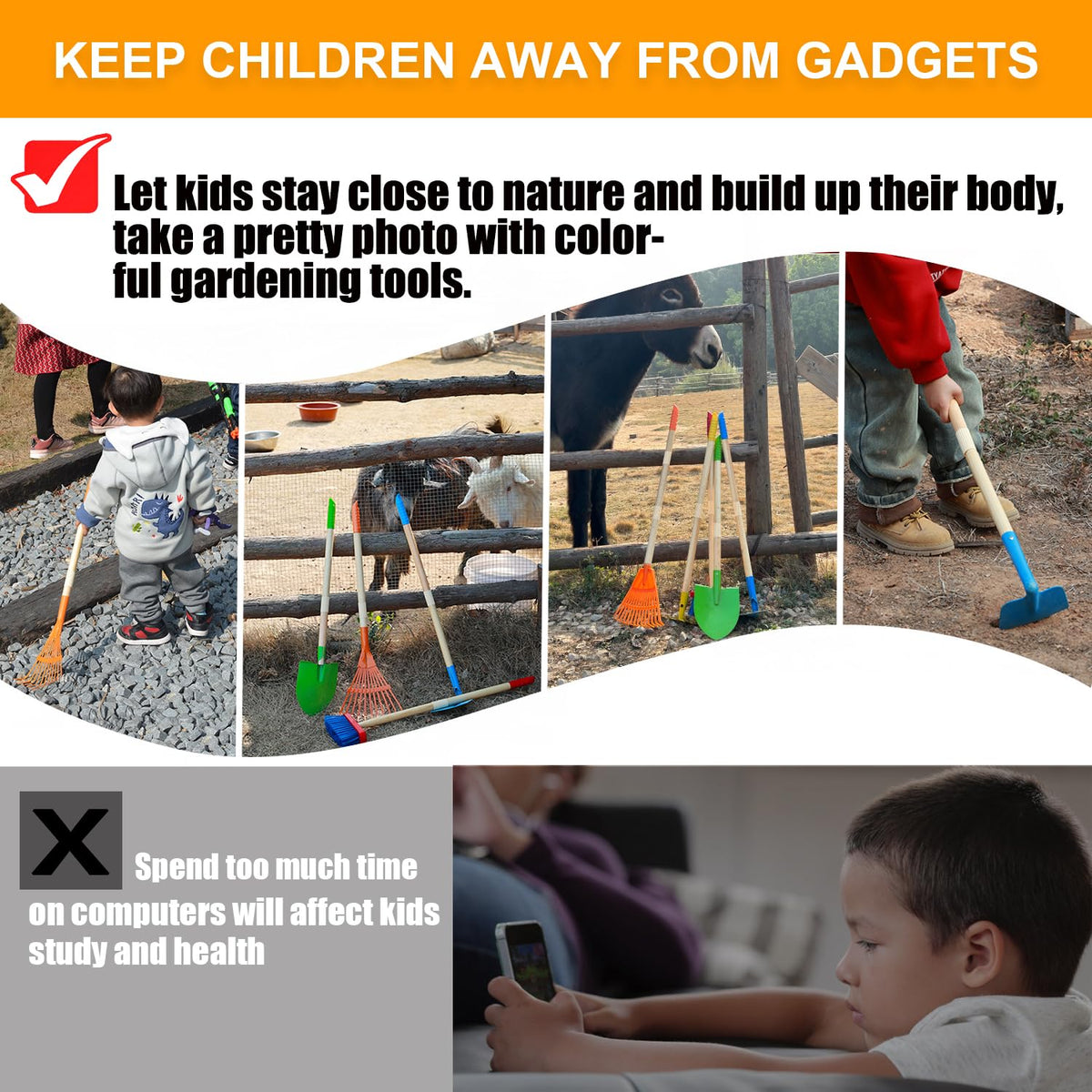Pomiku Kids Garden Tools Hoe: durable hoe for loosening soil in spring gardens.