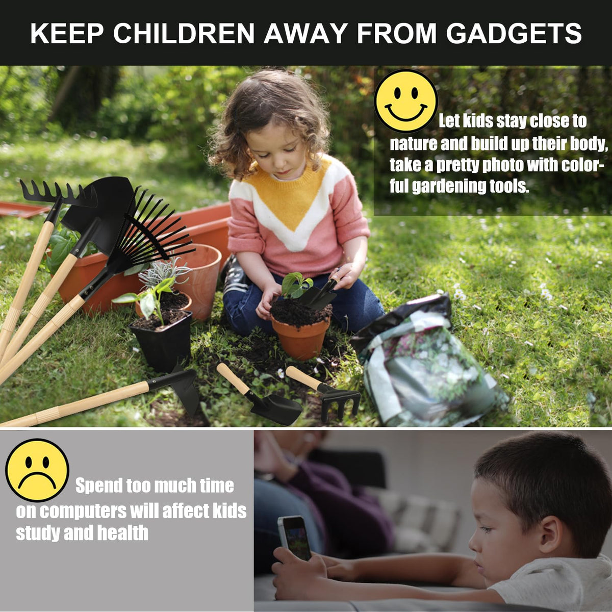 Pomiku garden tools ideal for sandbox, yard, and camp.