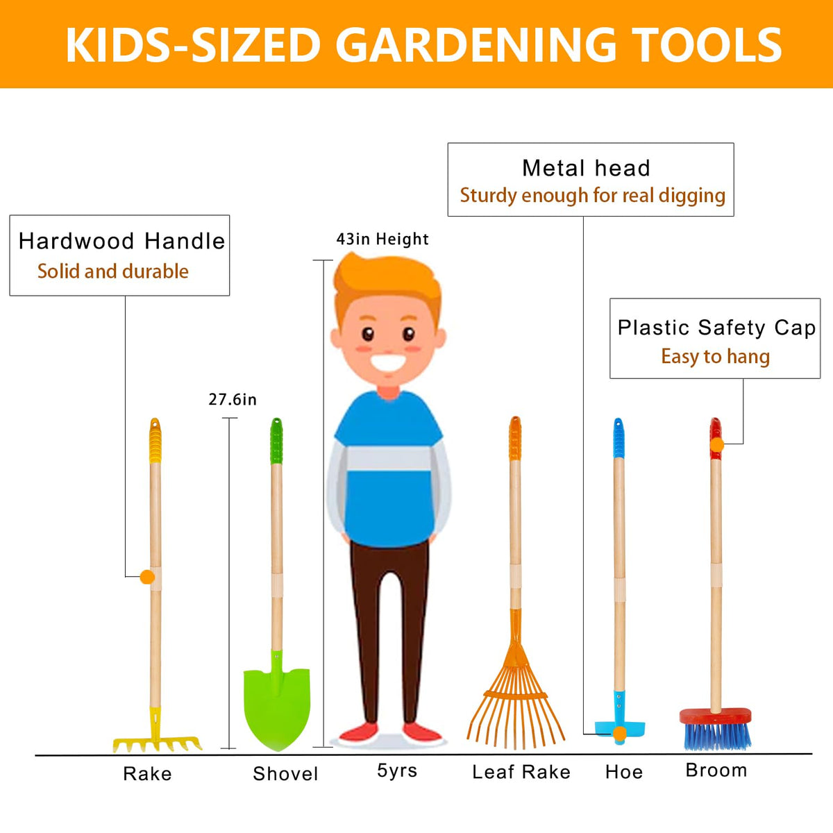 Pomiku Kids Garden Tools Rake: tool for collecting leaves with kids.
