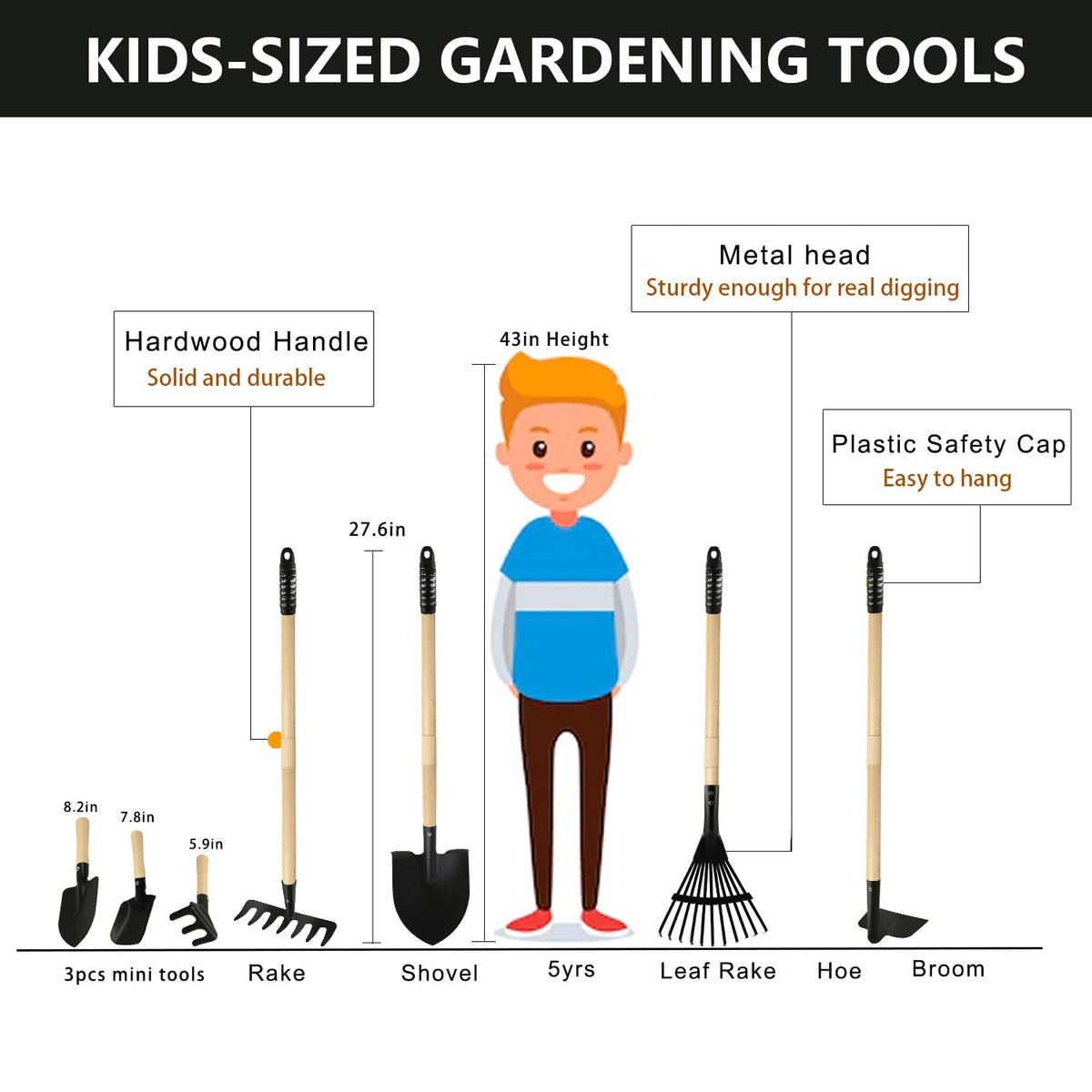 Pomiku kids short-tools set designed for safe, comfy gardening.
