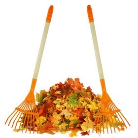 Pomiku Kids Rakes 2-pack with wooden handles, easy grip for young gardeners.