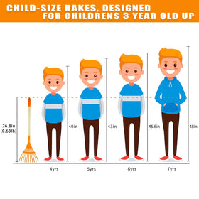 Pomiku Kids Rakes smooth wooden handle for a safe, comfortable grip.