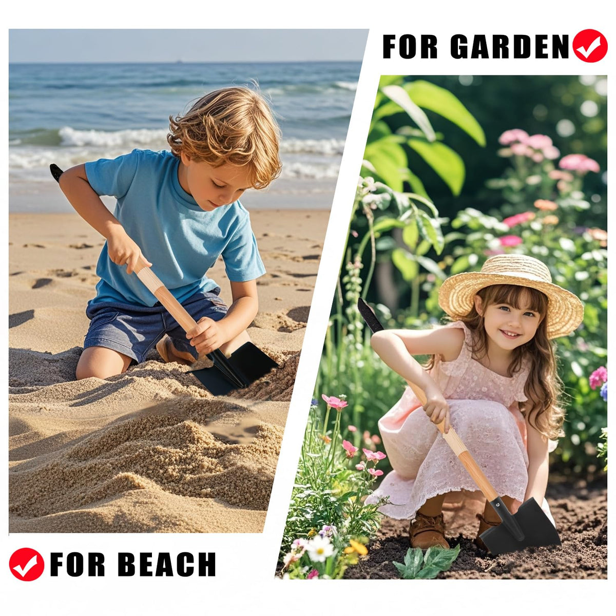 POMIKU lightweight and portable tools ideal for beach days, camping, or garden play.