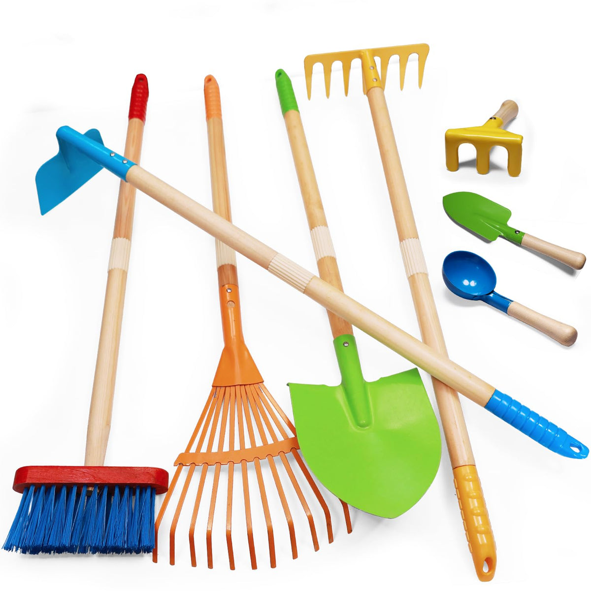 POMIKU toddler gardening tools dig dirt with bright colors for outdoor play.