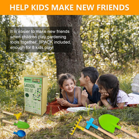 POMIKU eight-piece set encourages cooperative gardening play.