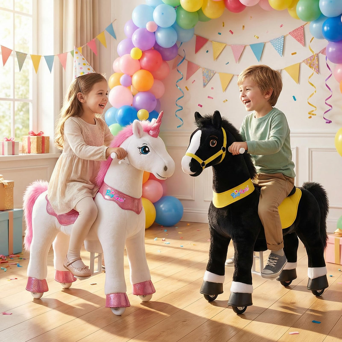 PonyCycle soft plush body design for cozy, comfortable riding.