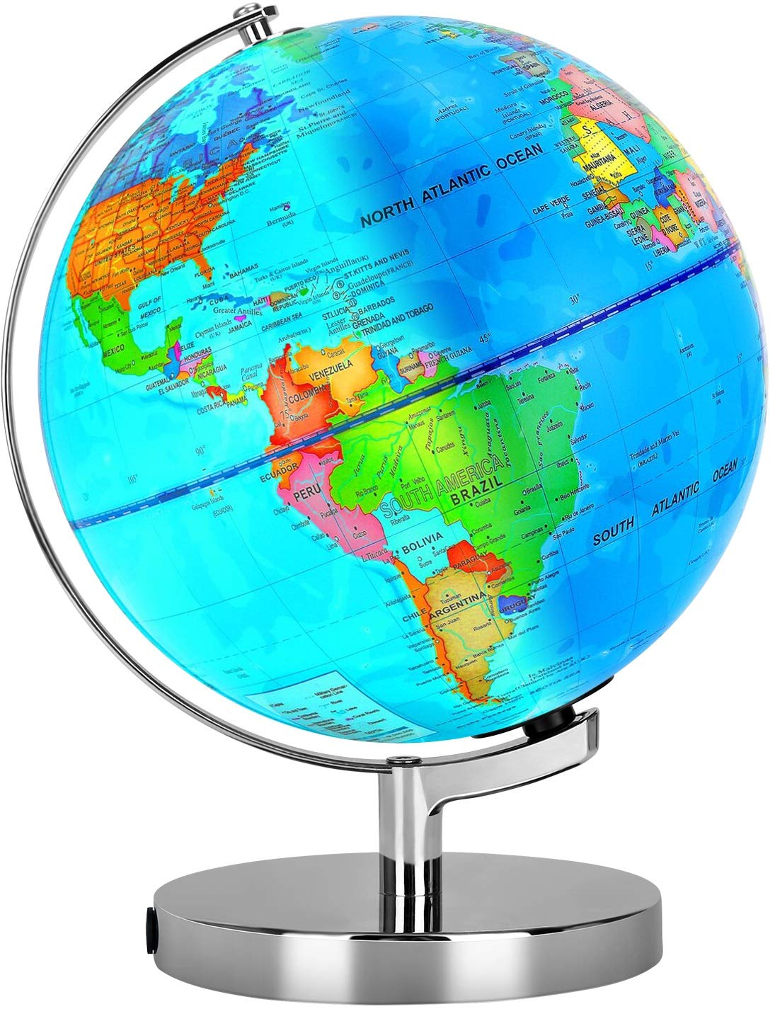 POOCCI illuminated globe on desk enhances learning with night mode.