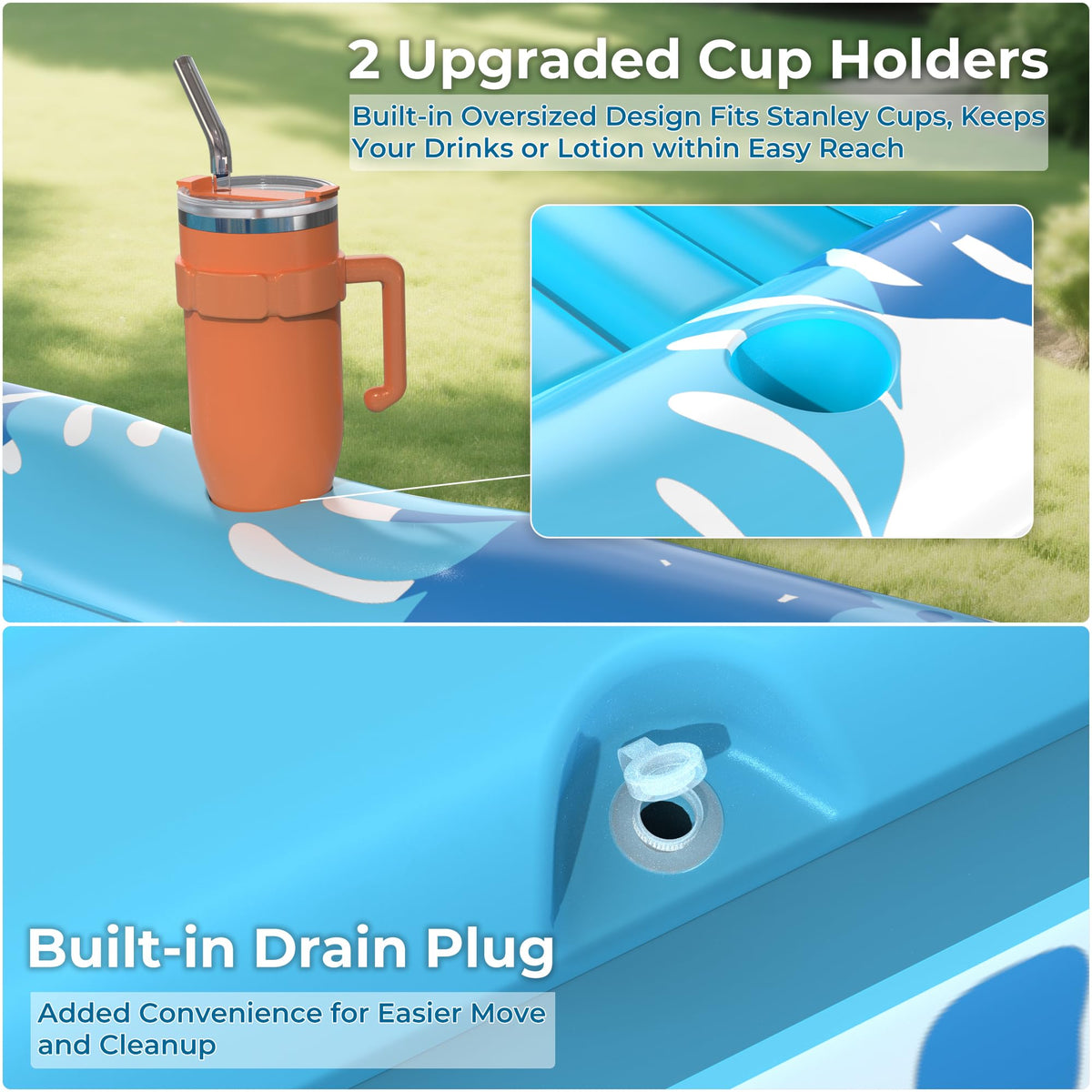 POOLACC 6‑in‑1 design serving as tanning bed and pool float