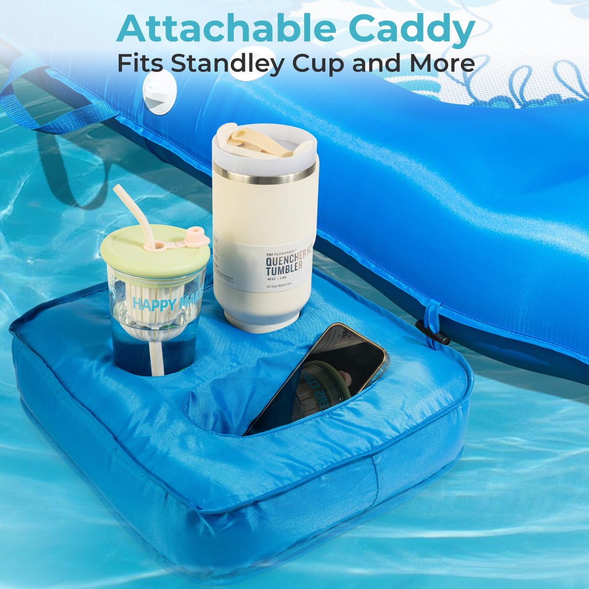 POOLACC detachable cup and phone holder keeps drinks and devices reachable